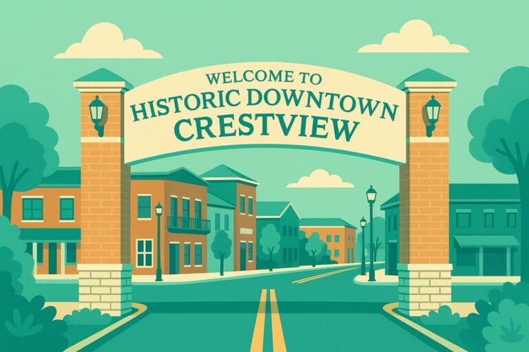 Crestview FL Downtown illustration HelloEmCo