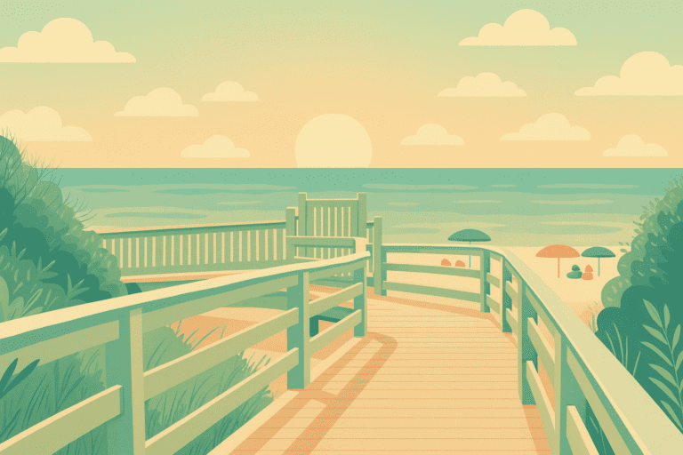 Inlet Beach Boardwalk flat illustration HelloEmCo