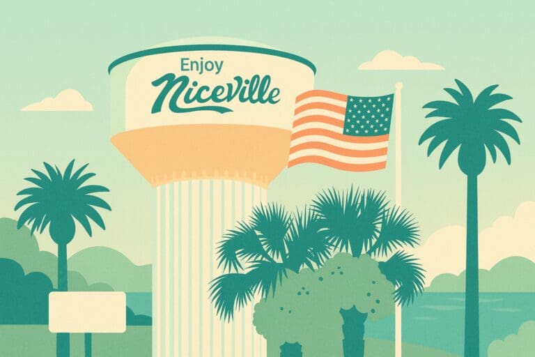Niceville FL water tower illustration HelloEmCo