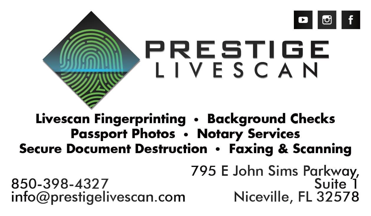 Prestige Livescan Fingerprinting Service in Niceville Florida