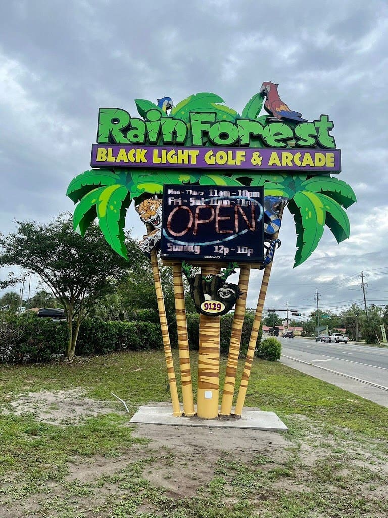 Rainforest Black Light Golf Arcade Attraction in Panama City Beach Florida