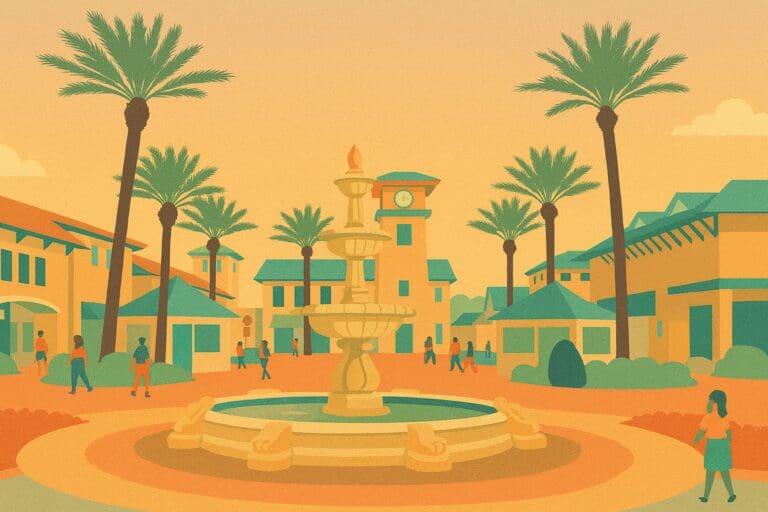 Sandestin Outlet Fountain illustration HelloEmCo