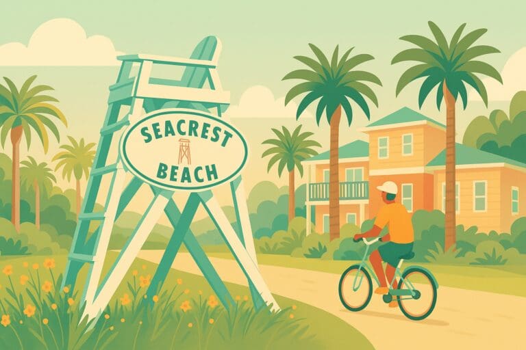 Seacrest Beach Tower SIgn illustration HelloEmCo