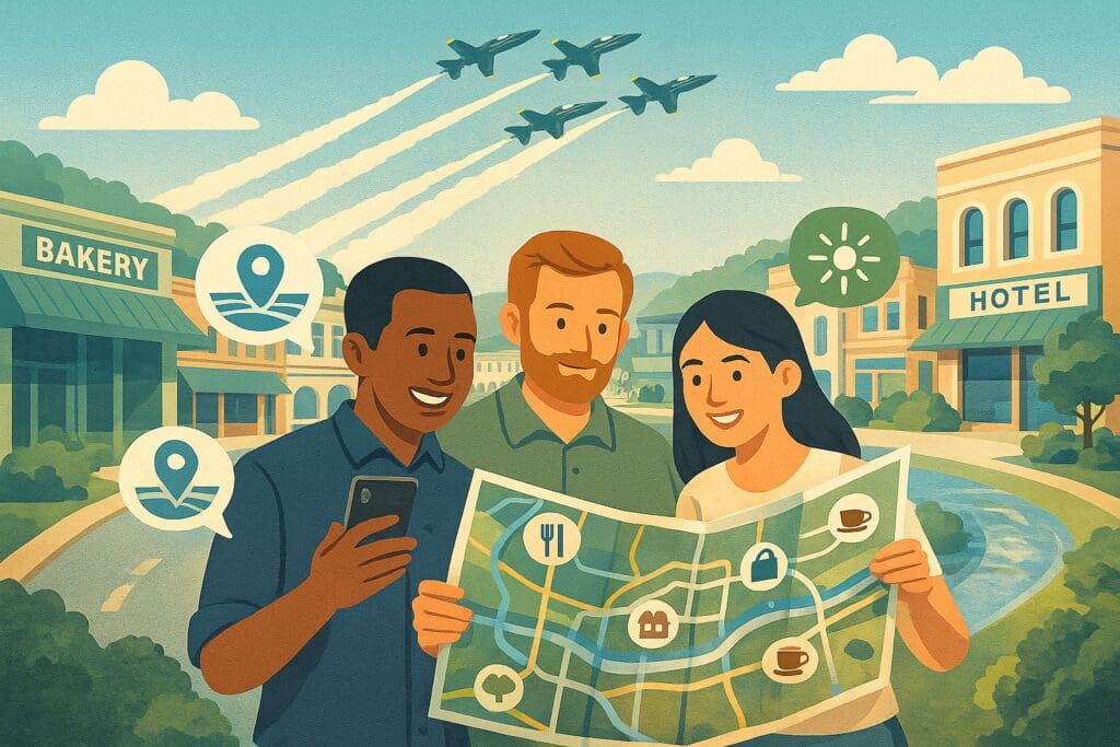 Visitors and Locals looking for local businesses on a directory map