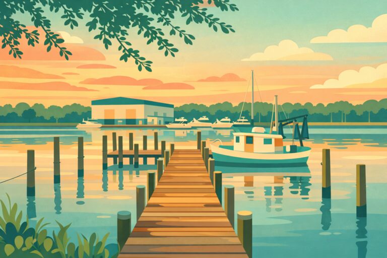Valparaiso FL Dock Bay illustration HelloEmCo